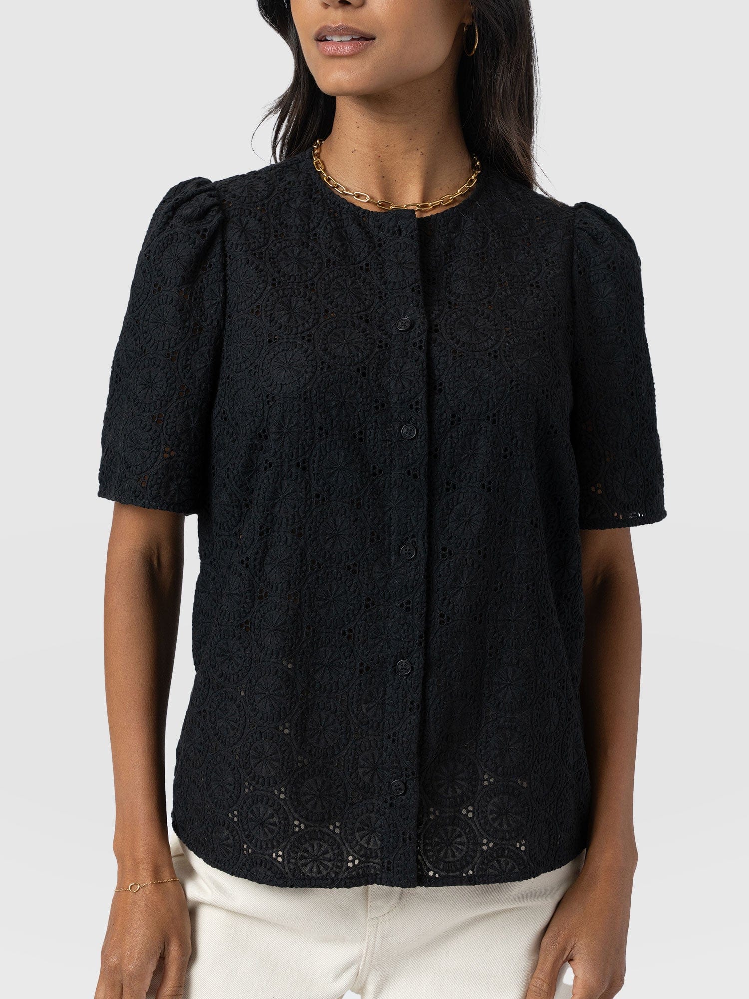 Tabitha Short Sleeve Blouse - Black - Women's Blouses | Saint + Sofia® USA
